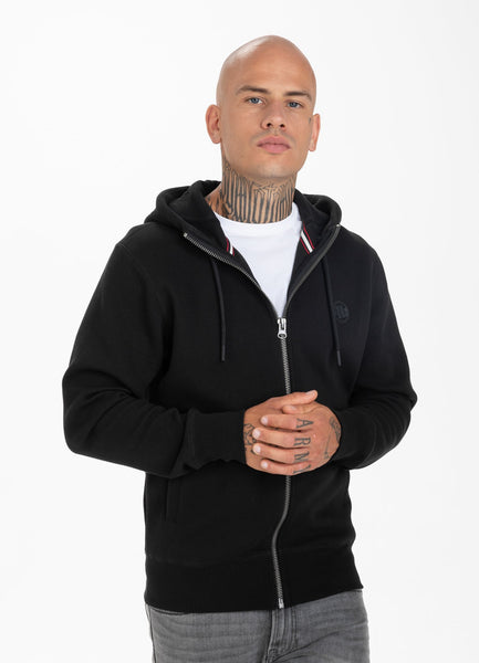 BLUZA ROZPINANA Z KAPTUREM  SMALL LOGO PREMIUM PIQUE CZARNA - kup z Pit Bull West Coast Oficjalny Sklep 