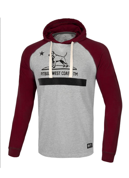 Longsleeve z kapturem Heavyweight CALIFORNIA Szary/Burgundowy - kup z Pit Bull West Coast Oficjalny Sklep 
